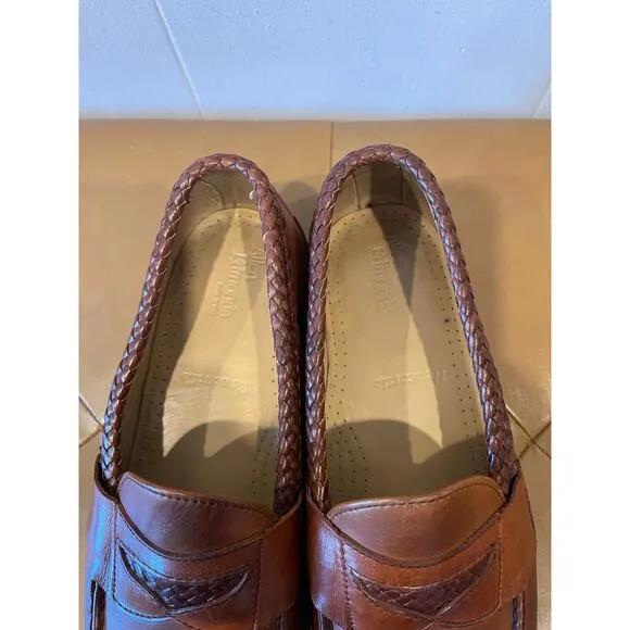 ALLEN EDMONDS Mens Newcastle moc-toe 2-tone penny loafers in cognac Size 9.5 D