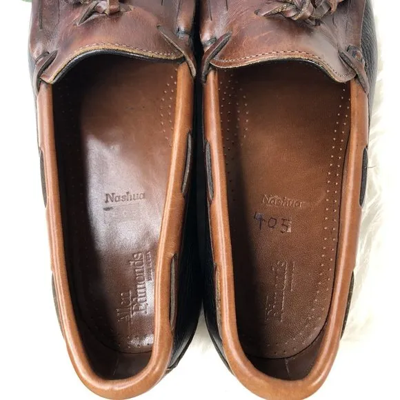 Allen Edmonds Nashua Sz 10 1/2 D Two Tone Brown Black Tassel Leather Loafers