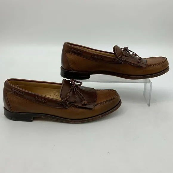 Allen Edmonds Nottingham Flap Loafers Mens Size 9 B 2-Tone Brown Leather Slip On