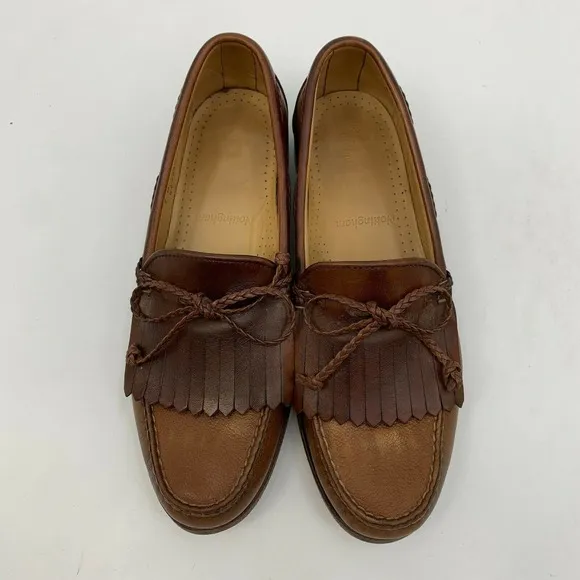 Allen Edmonds Nottingham Flap Loafers Mens Size 9 B 2-Tone Brown Leather Slip On