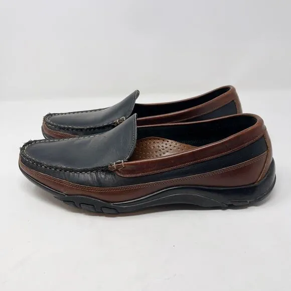 Allen Edmonds Size 9.5 D Black Brown Boulder Venetian Driving Moccasin Loafers