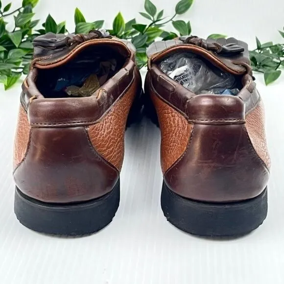 Allen Edmonds Two Tone Nashua Light &amp; Dark Brown Leather Tassel Loafers 11.5