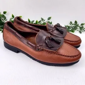Allen Edmonds Two Tone Nashua Light &amp; Dark Brown Leather Tassel Loafers 11.5