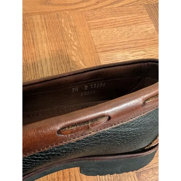 Allen Edmonds USA Sz 7.5D Black Brown Nashua Kiltie Tassel Loafers Amazonas