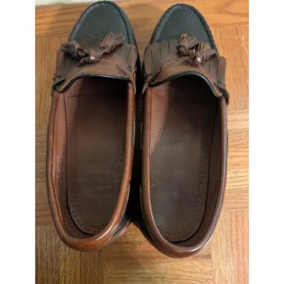 Allen Edmonds USA Sz 7.5D Black Brown Nashua Kiltie Tassel Loafers Amazonas