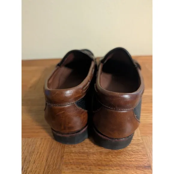 Allen Edmonds USA Sz 7.5D Black Brown Nashua Kiltie Tassel Loafers Amazonas
