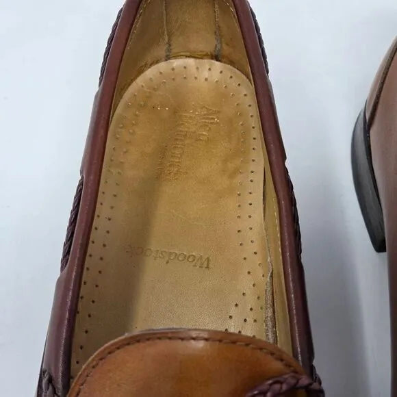 ALLEN EDMONDS WOODSTOCK WALNUT BROWN BRAIDED DUAL KILTIE LOAFERS MENS USA 10 D