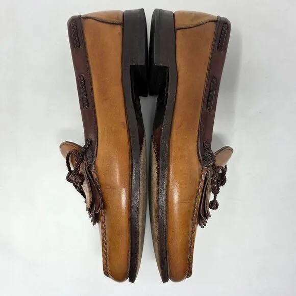 ALLEN EDMONDS WOODSTOCK WALNUT BROWN BRAIDED DUAL KILTIE LOAFERS MENS USA 10 D