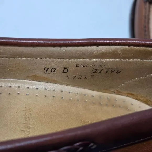 ALLEN EDMONDS WOODSTOCK WALNUT BROWN BRAIDED DUAL KILTIE LOAFERS MENS USA 10 D
