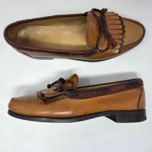 ALLEN EDMONDS WOODSTOCK WALNUT BROWN BRAIDED DUAL KILTIE LOAFERS MENS USA 10 D
