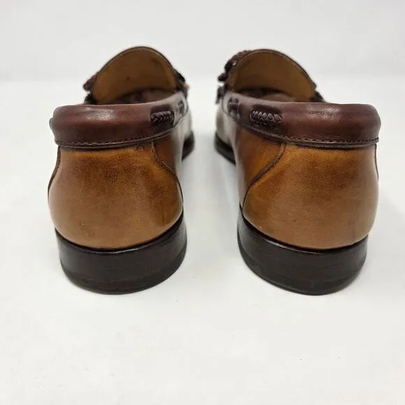 ALLEN EDMONDS WOODSTOCK WALNUT BROWN BRAIDED DUAL KILTIE LOAFERS MENS USA 10 D