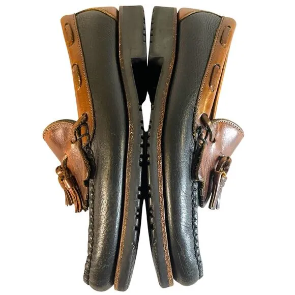 Allen Edmunds Mens Size 8 EEE Nashua Black Brown Leather Tassel Loafers 72373