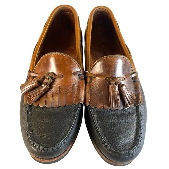 Allen Edmunds Mens Size 8 EEE Nashua Black Brown Leather Tassel Loafers 72373