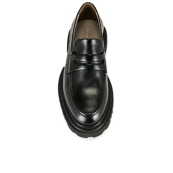 AllSaints Womens Lola Leather Loafers in Black 9 with Box Penny Oxford Shoes