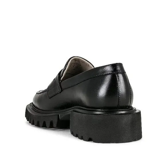 AllSaints Womens Lola Leather Loafers in Black 9 with Box Penny Oxford Shoes