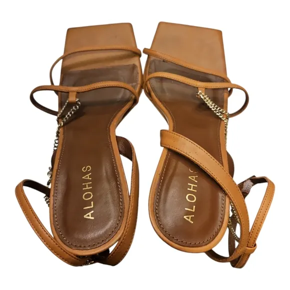 ALOHAS | Strappy Chain Heeled Sandals in Camel ~ Size EU 40 / US 9.5