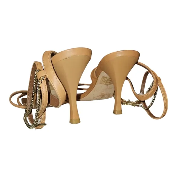 ALOHAS | Strappy Chain Heeled Sandals in Camel ~ Size EU 40 / US 9.5