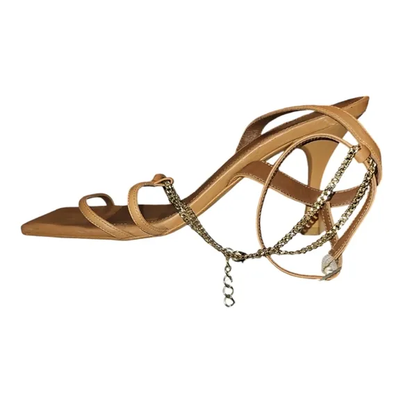 ALOHAS | Strappy Chain Heeled Sandals in Camel ~ Size EU 40 / US 9.5