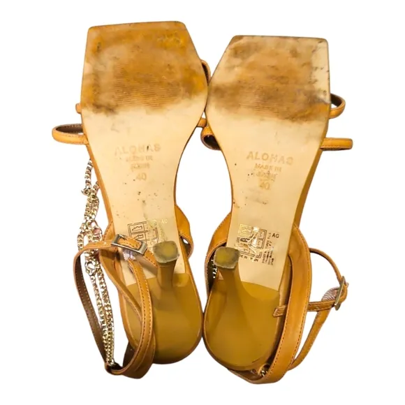 ALOHAS | Strappy Chain Heeled Sandals in Camel ~ Size EU 40 / US 9.5
