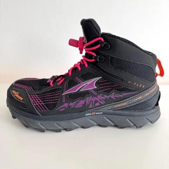 Altra Lone Peak 3.5 Mid Mesh Zero Drop Trail Runners Black Pink Purple Womens 7
