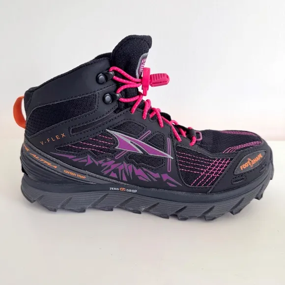 Altra Lone Peak 3.5 Mid Mesh Zero Drop Trail Runners Black Pink Purple Womens 7