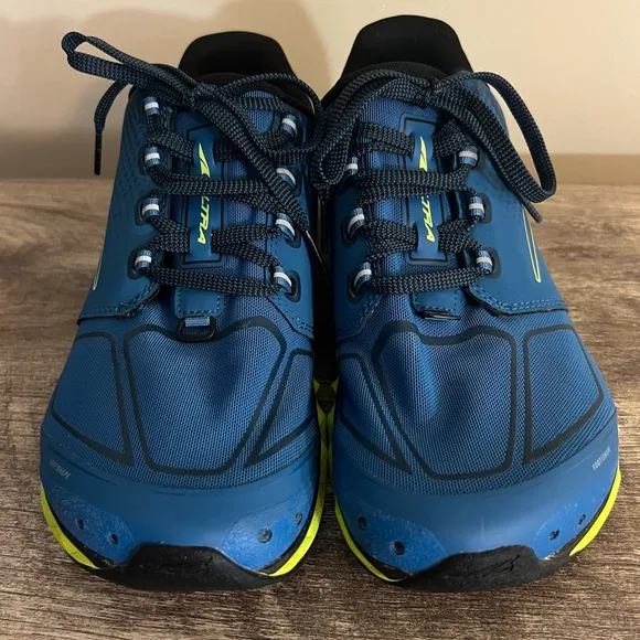 Altra Superior 4.5 Trail Running Sneakers Blue Lime Men’s Size 8 Gaiter Trap