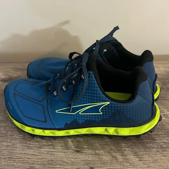 Altra Superior 4.5 Trail Running Sneakers Blue Lime Men’s Size 8 Gaiter Trap
