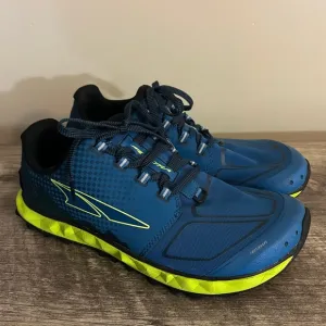 Altra Superior 4.5 Trail Running Sneakers Blue Lime Men’s Size 8 Gaiter Trap
