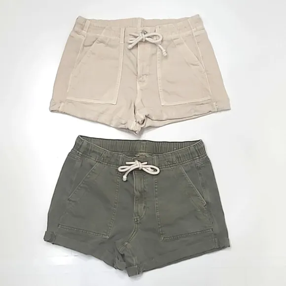 American Eagle Short Casual Shorts High Waist Rise Utility Pockets Button &amp; Zip
