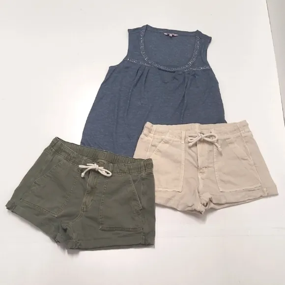 American Eagle Short Casual Shorts High Waist Rise Utility Pockets Button &amp; Zip