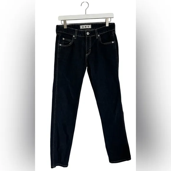 AMO Bow Mid-Rise Straight Cropped Jeans Anthropologie