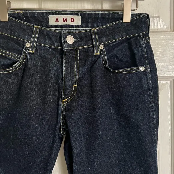 AMO Bow Mid-Rise Straight Cropped Jeans Anthropologie