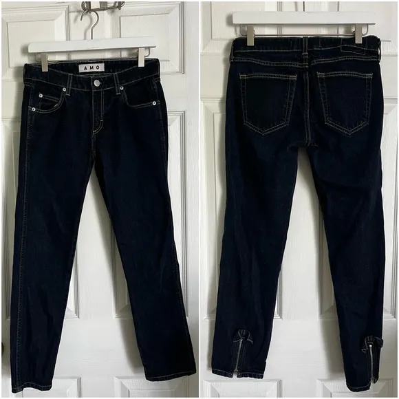 AMO Bow Mid-Rise Straight Cropped Jeans Anthropologie