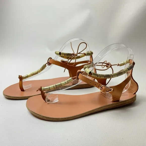 Ancient Greek Sandals Embellished T-Strap Sandals - sz 38