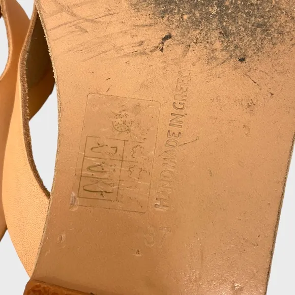 Ancient Greek Sandals Laconia Natural Leather Sandals Size 37