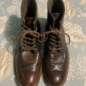 Ankle High Brown Leather Brogue Boots