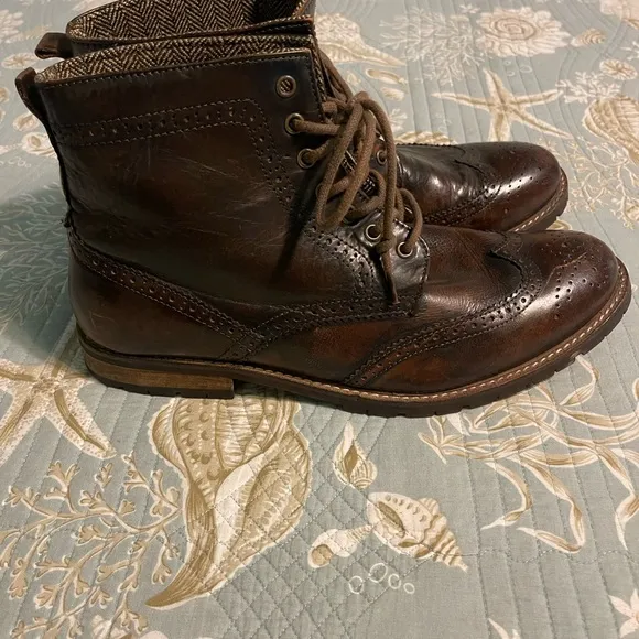 Ankle High Brown Leather Brogue Boots