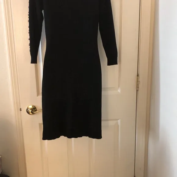 Ann Taylor Black Pearl Embellished Sweater Dress
