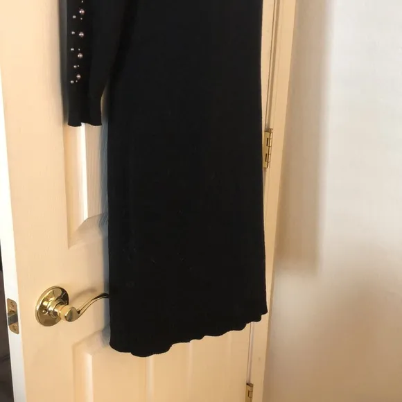 Ann Taylor Black Pearl Embellished Sweater Dress
