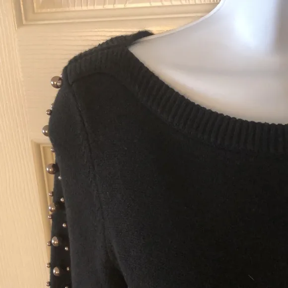 Ann Taylor Black Pearl Embellished Sweater Dress