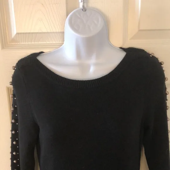 Ann Taylor Black Pearl Embellished Sweater Dress