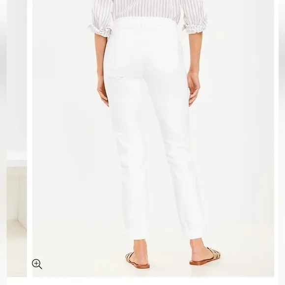 Ann Taylor LOFT Cuffed Girlfriend Jeans in White Size 2 Petite NWOT