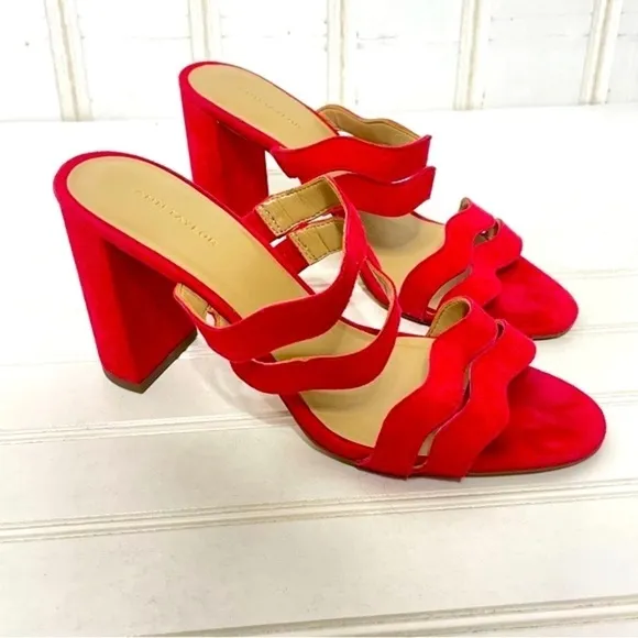 Ann Taylor Wavy Suede Double Strap Sandals 421