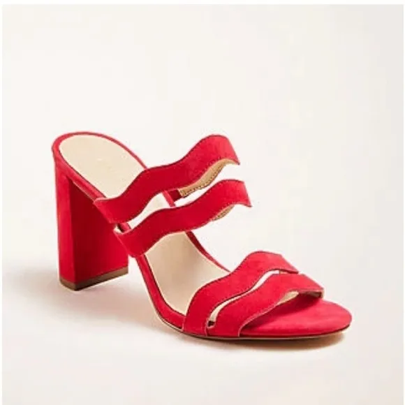 Ann Taylor Wavy Suede Double Strap Sandals 421