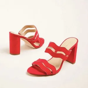 Ann Taylor Wavy Suede Double Strap Sandals 421