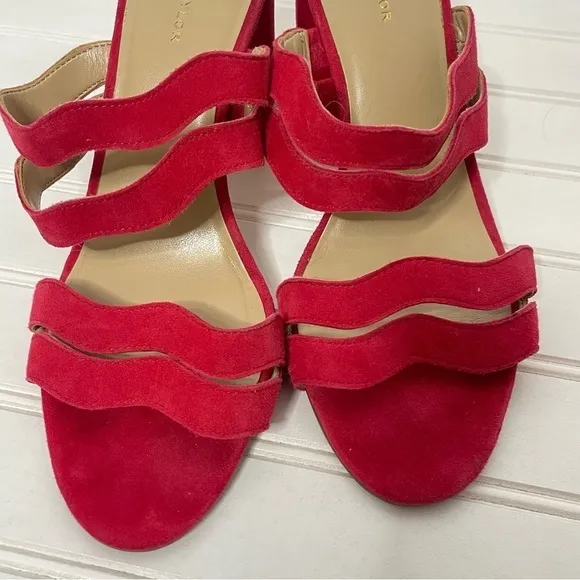 Ann Taylor Wavy Suede Double Strap Sandals 421