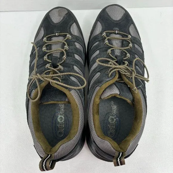 Anodyne Mens Size 13 Wide Sneakers Black Leather Trail Walker Replaced Insoles
