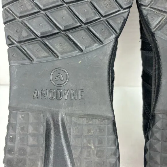 Anodyne Mens Size 13 Wide Sneakers Black Leather Trail Walker Replaced Insoles