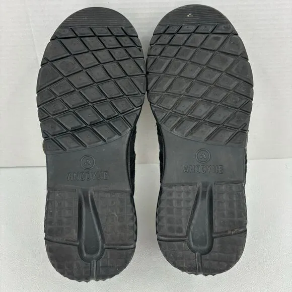 Anodyne Mens Size 13 Wide Sneakers Black Leather Trail Walker Replaced Insoles