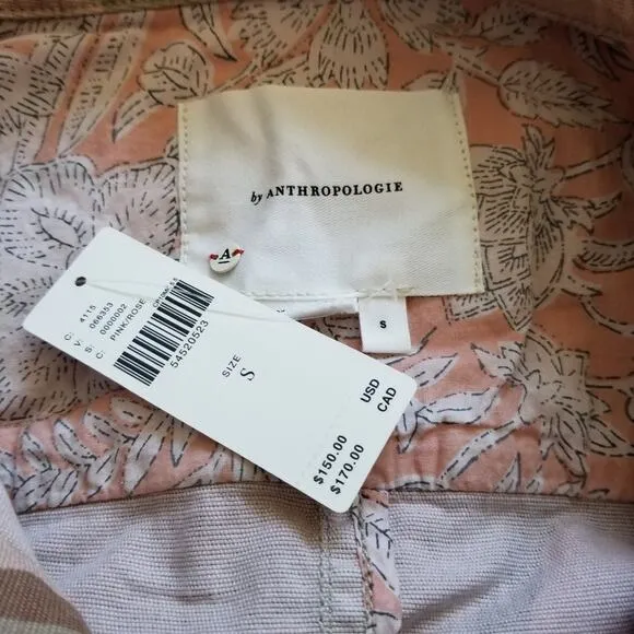 Anthro Lida Distressed Utility Jacket | Pink Camo, Size Small, NWT